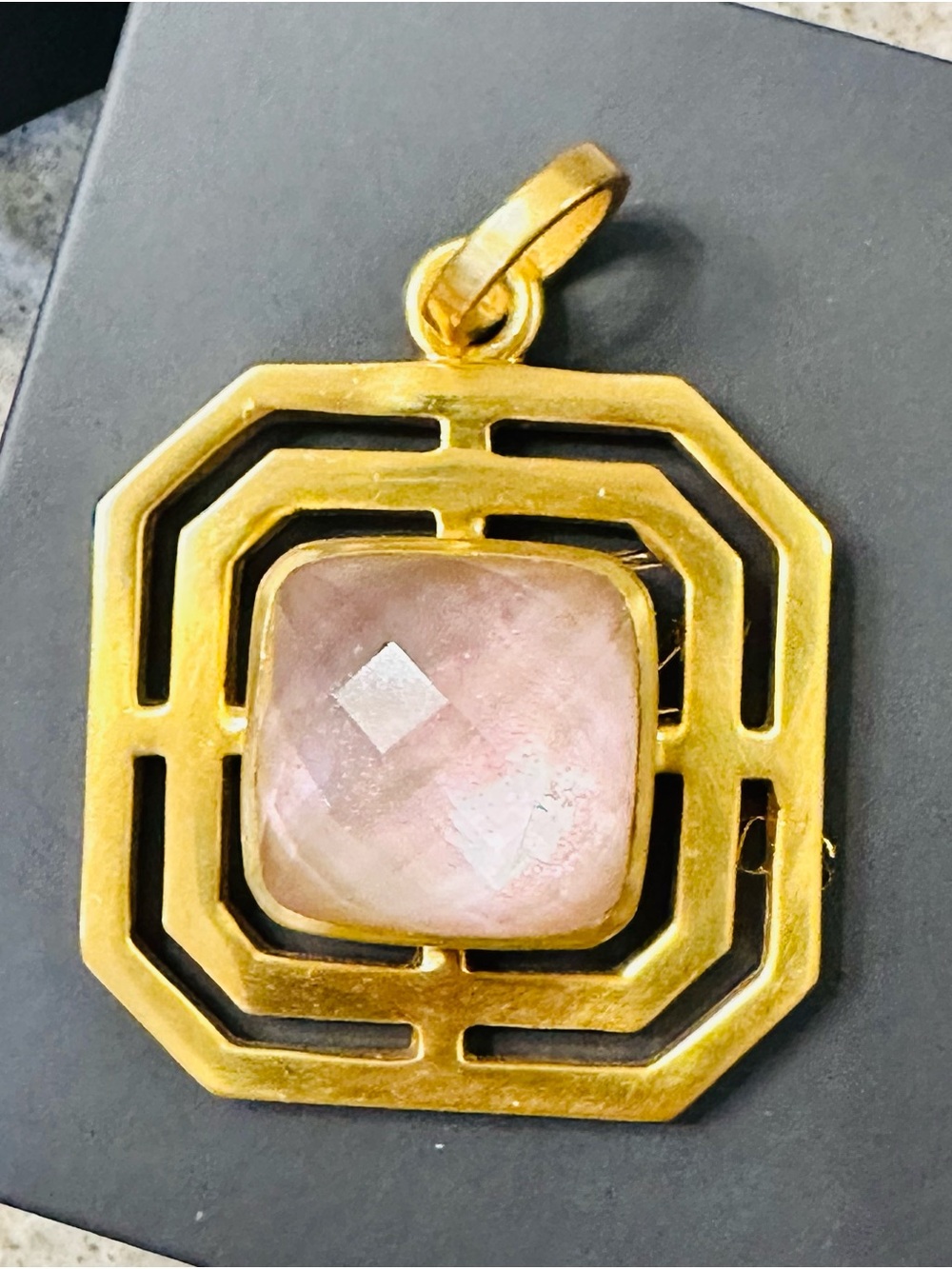 Julie Vos Gold-Tone Octagonal Pendant with Pink Center Stone
